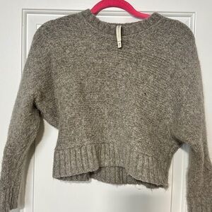 Babaton Heathered Gray Wool Crew Neck Sweater